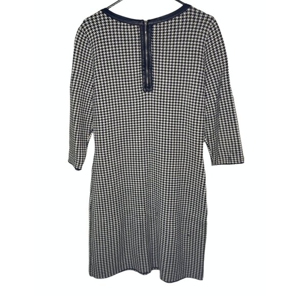Ralph Lauren | Black and White Houndstooth Knit Sheath Dress - Picture 2 of 8